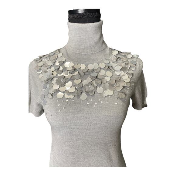 Scervino Street Lana Wool Embossed Turtleneck Sweater Size 4 - Picture 1 of 8